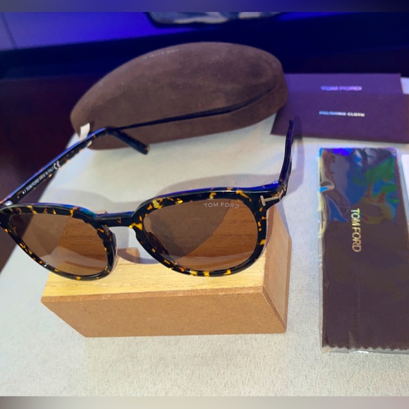 Men Sunglasses Tom Ford FT 0816 Pax 52E Shiny Dark Havana Brown Lenses AUTHENTIC - Picture 2 of 16